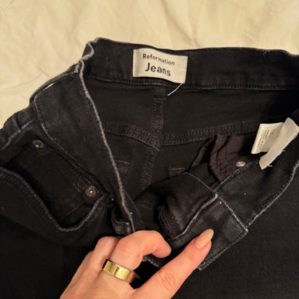 Reformation Jeans Black Distressed 26 Like New